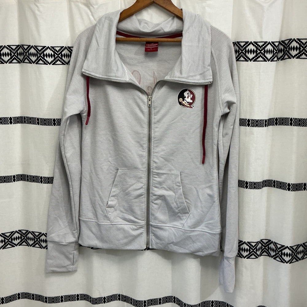 Colosseum Florida‎ State Seminoles Full Zip Jacket Striped Gray L